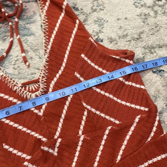 Bohemian Red Orange Striped Tank Dress - Picture 6 of 10